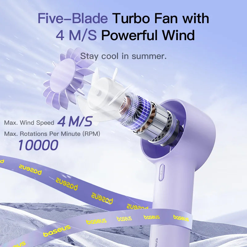 Baseus GoTrip DT1 Mini Turbine Handheld Fan Nebula Purple