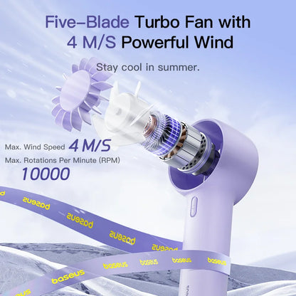 Baseus GoTrip DT1 Mini Turbine Handheld Fan Nebula Purple