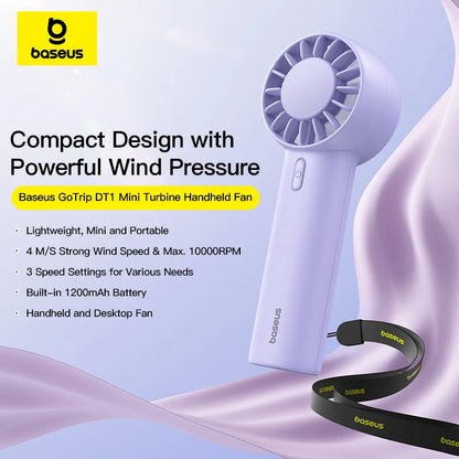 Baseus GoTrip DT1 Mini Turbine Handheld Fan Nebula Purple