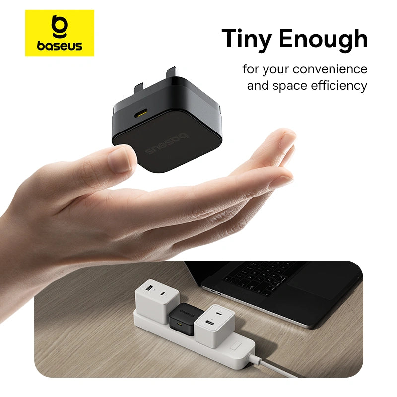 Baseus 20W Palm Fast Charger Type C UK Pin (Black / White)