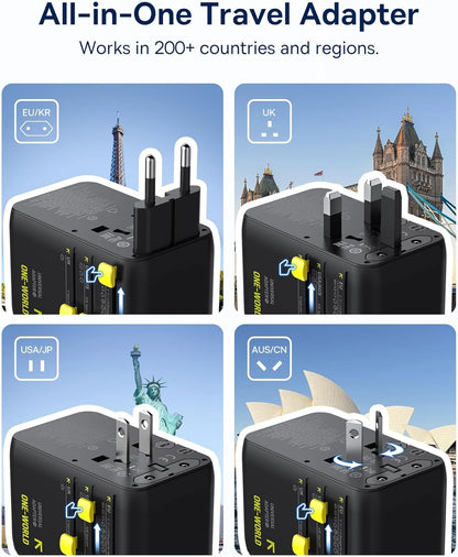 Baseus Picogo 45W 6-in-1 Universal Travel Adapter – with Retractable Cable – Cosmic Black – AG11 – E0307F00