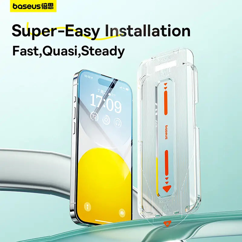 Baseus Iphone 15 Pro Max Sapphire Series Easy Stick-on HD Tempered-Glass Screen Protector