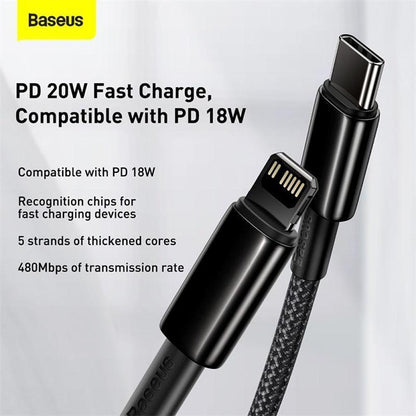 Baseus Tungsten Gold Fast Charging Data Cable Type-C to iP PD 20W Black