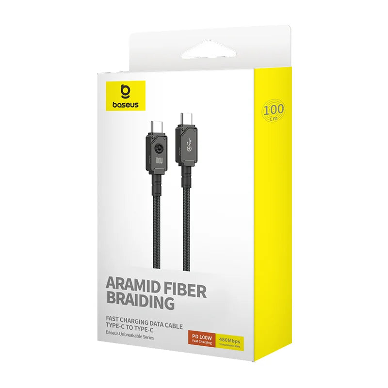 Baseus 1m Unbreakable Series Fast Charging Data Cable Type-C to Type-C 100W Cluster Black – P10355800111-00