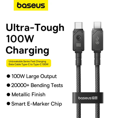 Baseus 1m Unbreakable Series Fast Charging Data Cable Type-C to Type-C 100W Cluster Black – P10355800111-00