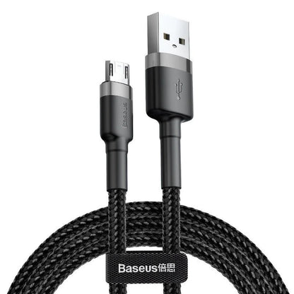 Baseus Cafule 1M Cable USB For Micro 2.4A Gray+Black – CAMKLF-BG1 (0.25m / 1m / 2m / 3m)