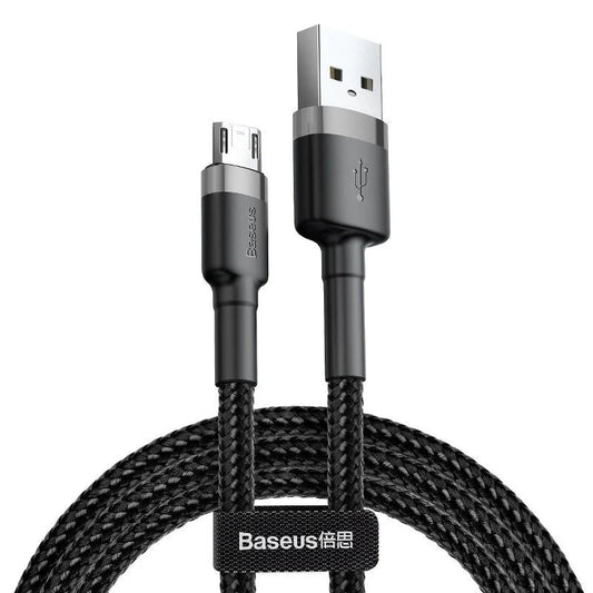 Baseus Cafule 1M Cable USB For Micro 2.4A Gray+Black – CAMKLF-BG1 (0.25m / 1m / 2m / 3m)