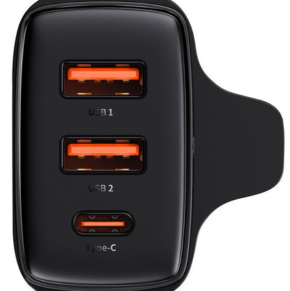 Baseus 30W 2U+C Compact Fast Charger UK Black