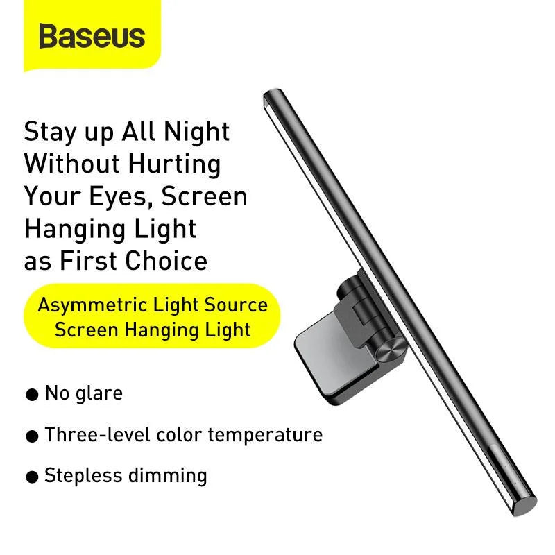 Baseus i-wok Series USB Stepless Dimming Screen Hanging Light (Youth) Black – DGIWK-B01