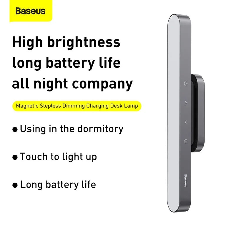 Baseus Comfort Reading Rechargeable Mini Clip LaBaseus Magnetic Stepless Dimming Charging Desk Lamp Gray – DGXC-C0Gmp Dark Gray – DGRAD-0G (Copy)