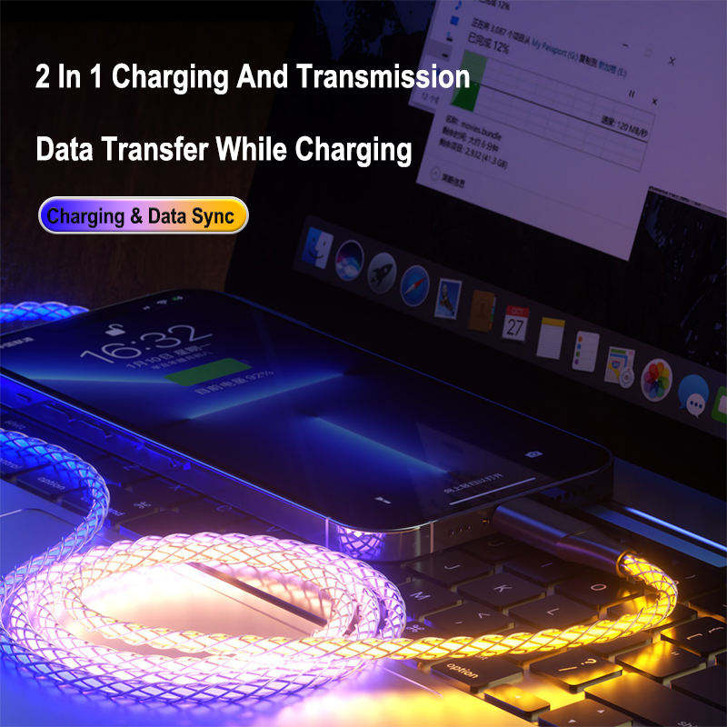 Phone Planet RBG light Data Cable Type-C to C