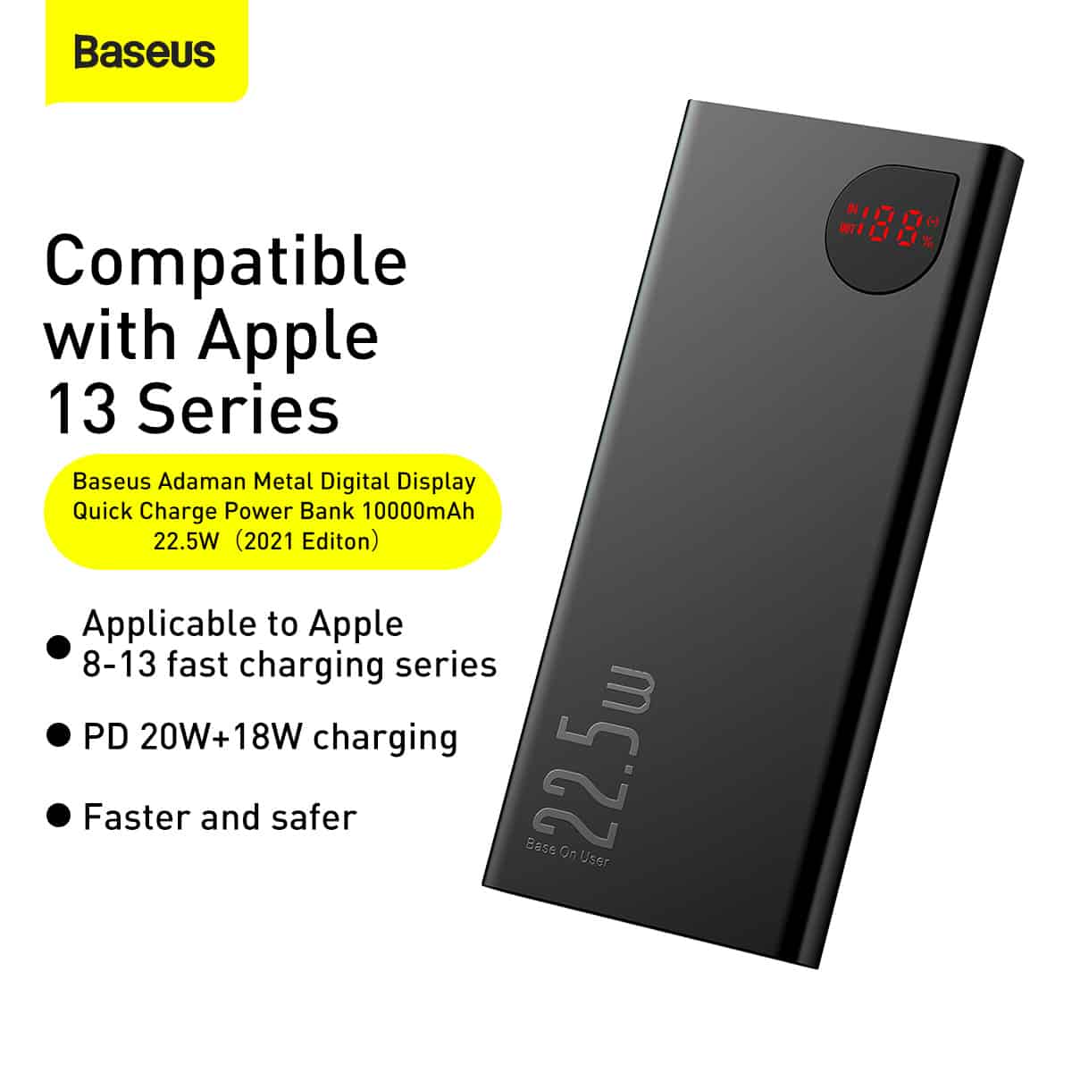 Baseus 10000mAh 22.5W Adaman Metal Digital Display Quick Charge Power Bank (PPAD000001)