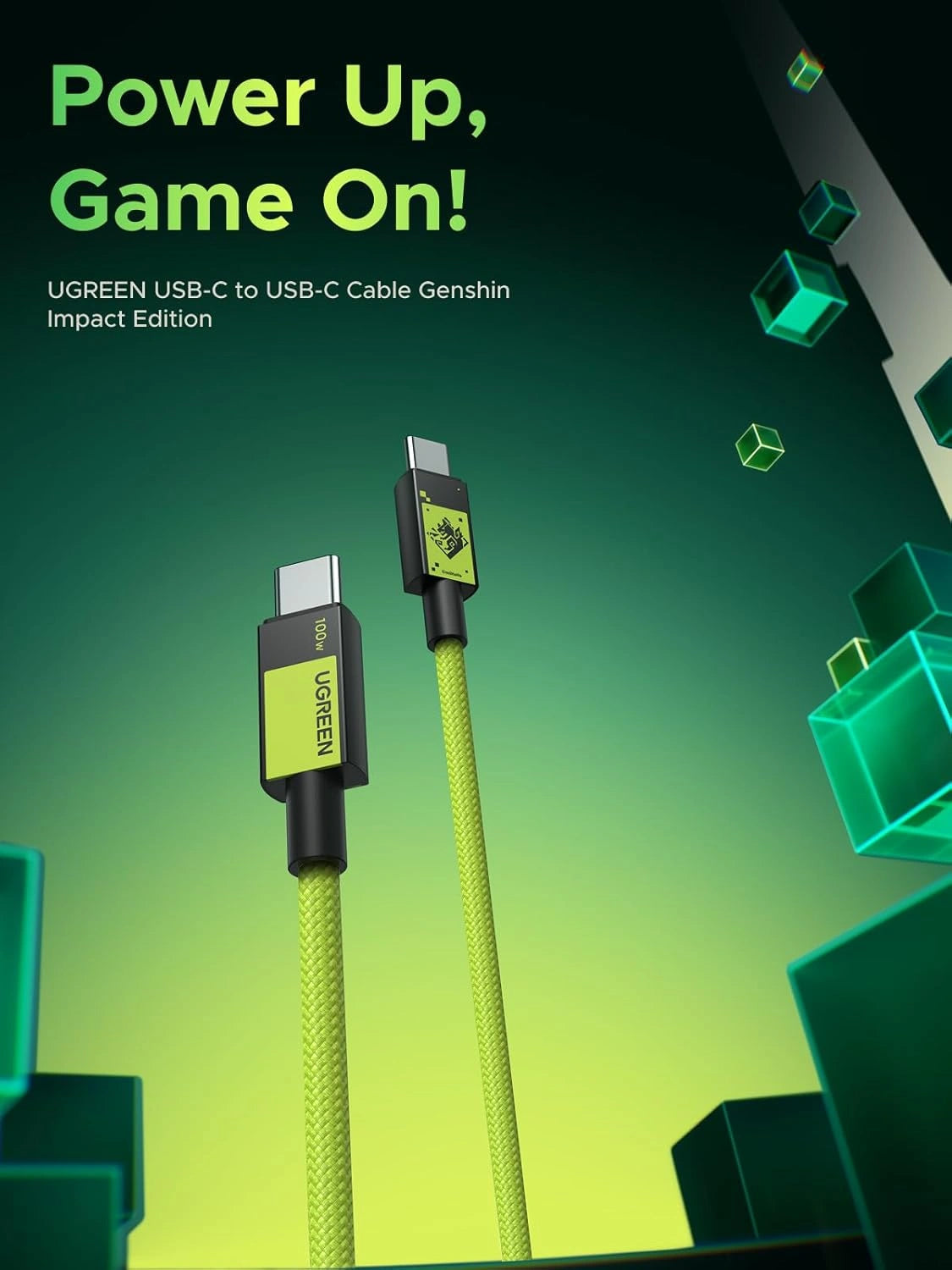 UGREEN 1 Meter 100W 5A Max Type – C to Type – C PD Fast Charging Cable Genshin Impact Edition – L512- 45063GI