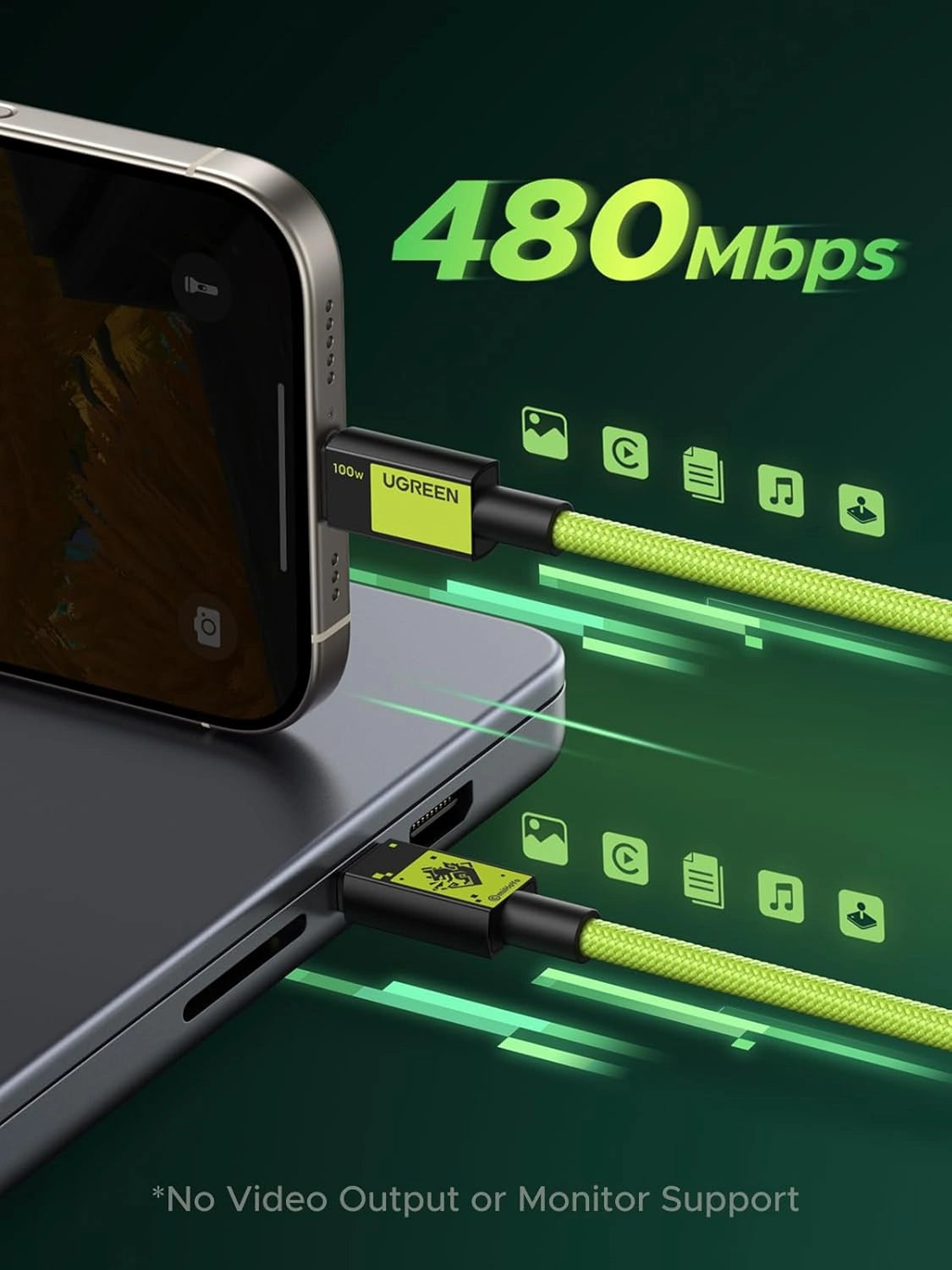 UGREEN 1 Meter 100W 5A Max Type – C to Type – C PD Fast Charging Cable Genshin Impact Edition – L512- 45063GI