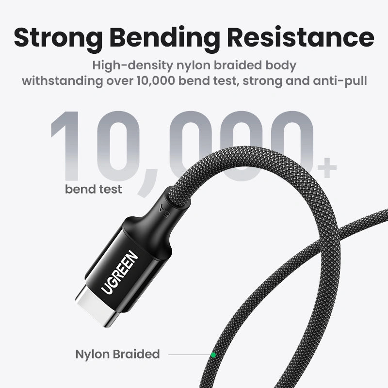 UGREEN 1 Meter 100W 5A Max Type-C to Type-C PD Fast Charging Silicone Braided Cable – US557 - 15275