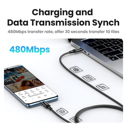 UGREEN 1 Meter 100W 5A Max Type-C to Type-C PD Fast Charging Silicone Braided Cable – US557 - 15275