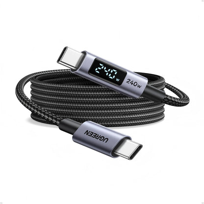 UGREEN 1 Meter 240W Smart Digital Display Type-C to Type-C PD Fast Charging Cable – L530 – 65866
