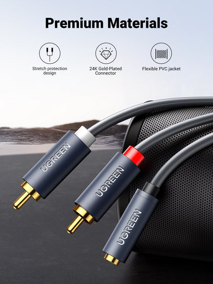 UGREEN 1 Meter 3.5mm Female to 2 RCA Male Audio Cable – AV102 – 10588