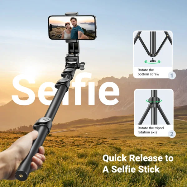 UGREEN 1.7 Meter Floor Tripod And Selfie Stick with Bluetooth Remote – LP680 - 15609