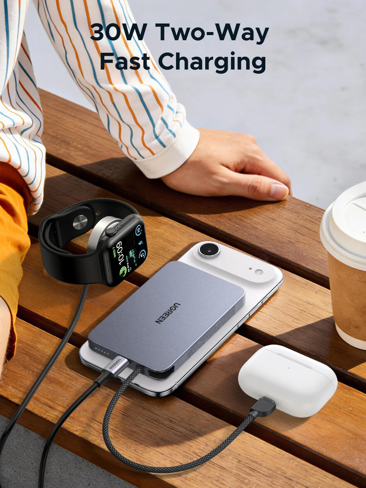 UGREEN 10000mAh 15W Qi2 MagFlow Air Magnetic Power Bank (Space Gray)- PB570 – 75982B
