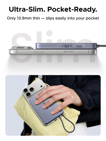 UGREEN 10000mAh 15W Qi2 MagFlow Air Magnetic Power Bank (Space Gray)- PB570 – 75982B