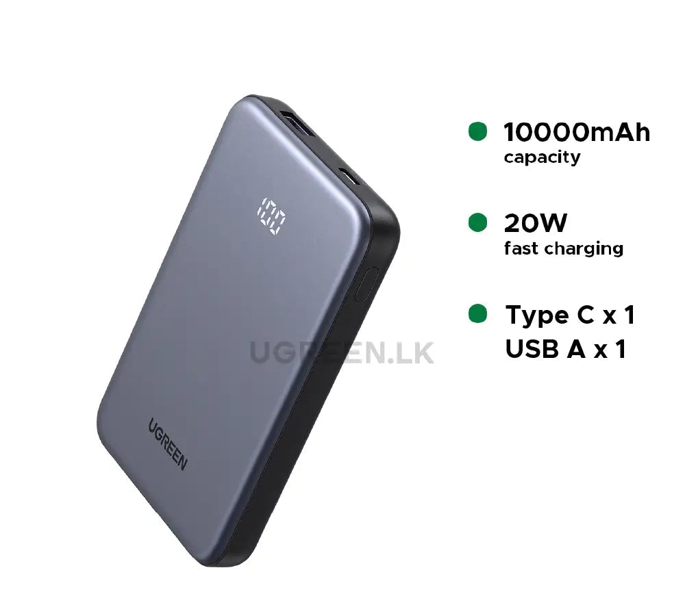 UGREEN 10000mAh 20W Zapix Series Two-way Fast Charging Power Bank – PB507 – 75131B