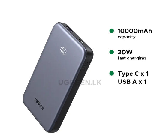 UGREEN 10000mAh 20W Zapix Series Two-way Fast Charging Power Bank – PB507 – 75131B