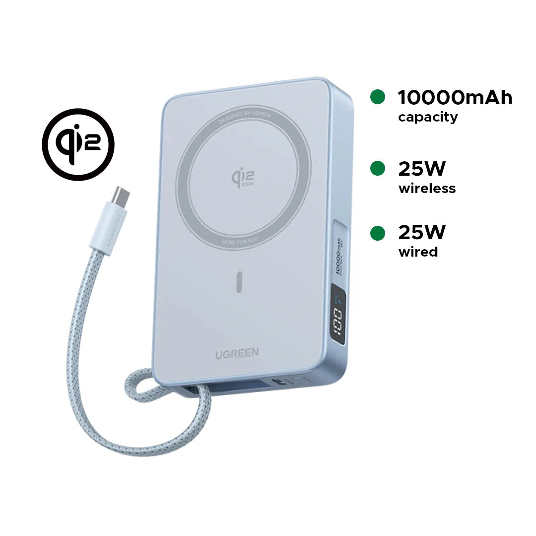 UGREEN 10000mAh 25W Qi2 Magflow Magnetic Wireless Power Bank – PB773 – 65958B