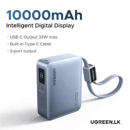 UGREEN 10000mAh 33W Fast Charging Power Bank With Type C Cable – PB584 – 75173B