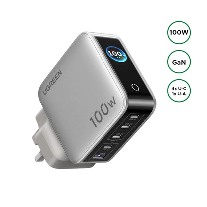 UGREEN 100W Nexode Pro 5-Port GaN Fast Charger with Smart Display UK – X773 – 65621B