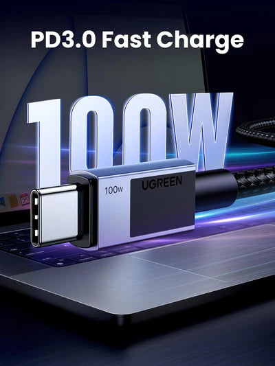 UGREEN 1 Meter 100W 5A MaxType-C to Type-C PD Fast Charging Nylon Braided Cable – L512 – 45063