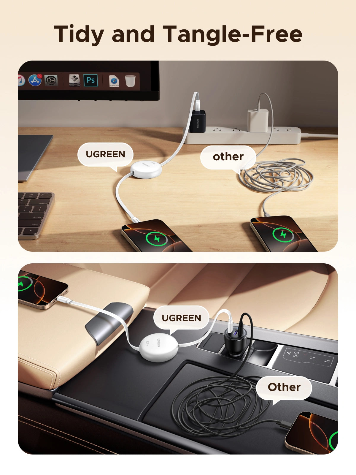 UGREEN 94cm Max 100W Nexode Retractable Type-C to Type-C PD Fast Charging Cable – L531 – 95673