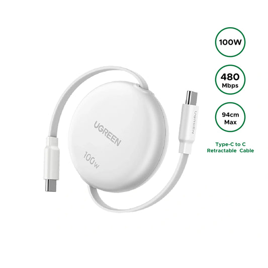 UGREEN 94cm Max 100W Nexode Retractable Type-C to Type-C PD Fast Charging Cable – L531 – 95673