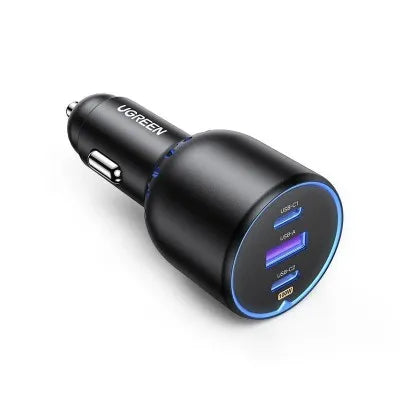 UGREEN 130W Dual Type-C & 1x USB Ports Metal Car Charger – EC705 – 35025