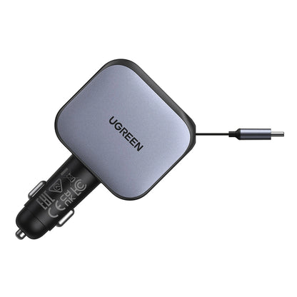UGREEN 145W Nexode Car Charger with Retractable Cable 2x Type-C+ USB – EC604 – 55910B
