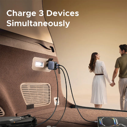 UGREEN 145W Nexode Car Charger with Retractable Cable 2x Type-C+ USB – EC604 – 55910B