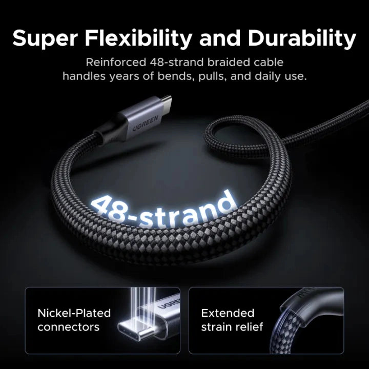 UGREEN 1Meter 100W Magnetic Type-C to Type-C PD Fast Charging Cable – L520 – 55517
