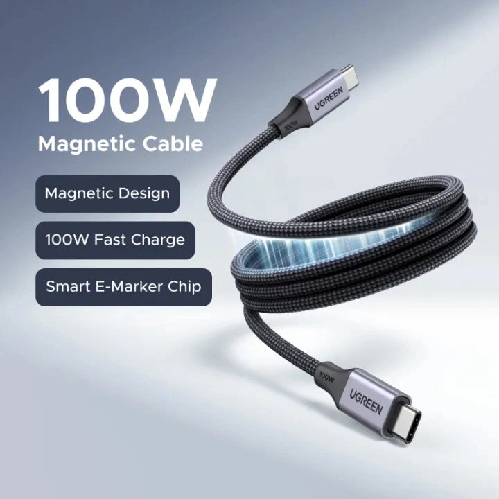 UGREEN 1Meter 100W Magnetic Type-C to Type-C PD Fast Charging Cable – L520 – 55517