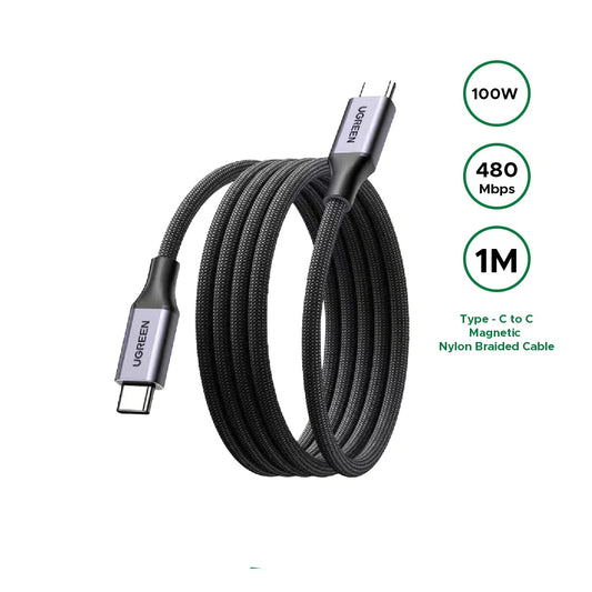 UGREEN 1Meter 100W Magnetic Type-C to Type-C PD Fast Charging Cable – L520 – 55517