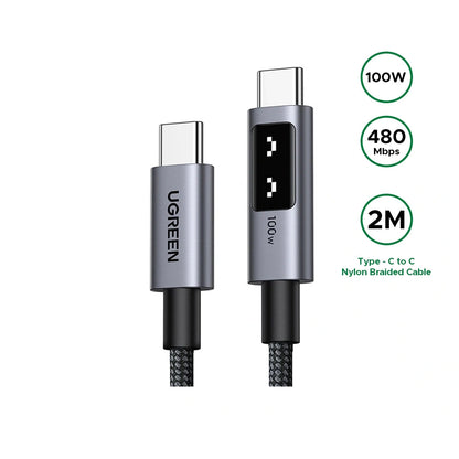 UGREEN 2 Meter 100W Uno Type-C to Type-C PD Fast Charging Cable – L509 – 35512