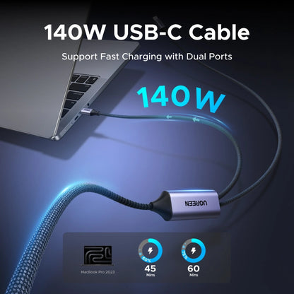 UGREEN 1.5 Meter 100W 2-in-1 Type-C to Dual Type-C 5A Max PD Charging Cable – US561 – 35087