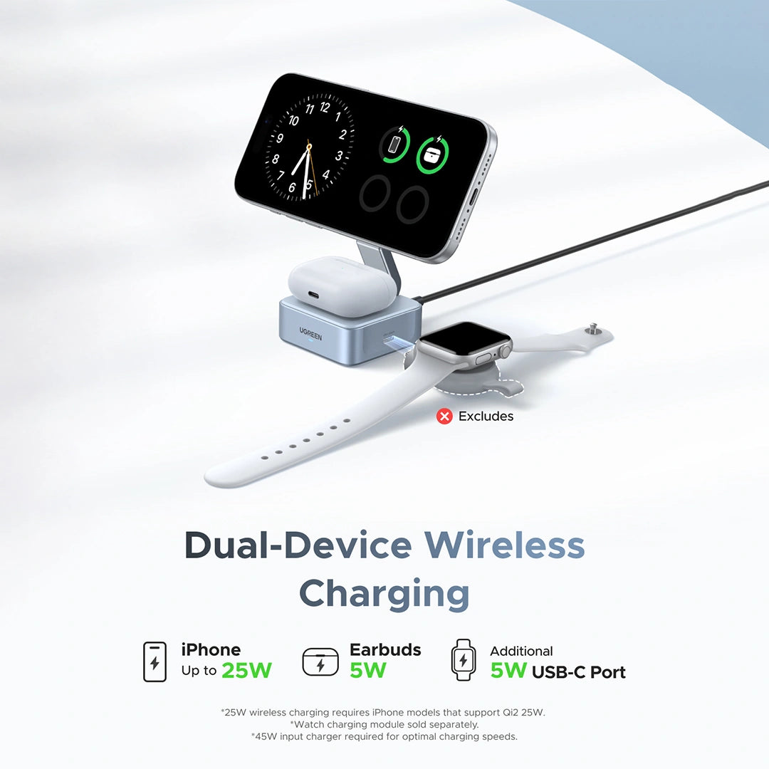 UGREEN 25W Qi2 MagFlow 2-in-1 Magnetic Wireless Charger – W752 – 55960B