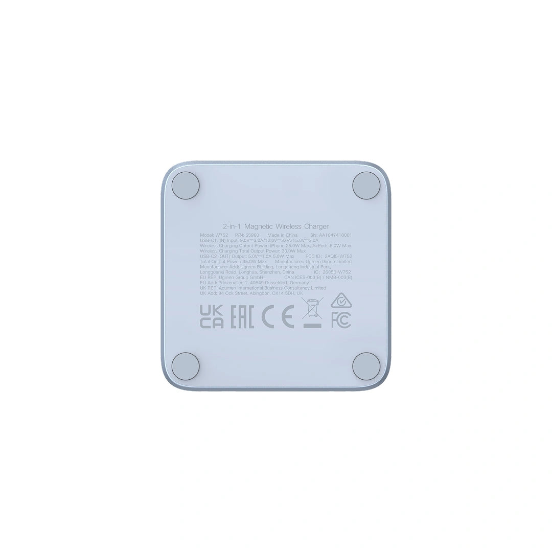 UGREEN 25W Qi2 MagFlow 2-in-1 Magnetic Wireless Charger – W752 – 55960B