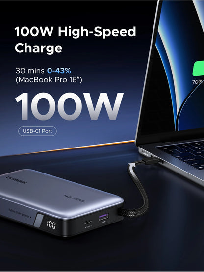 UGREEN 20000mAh 145W Power Bank with Built-in Cable – PB551 – 55992B