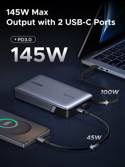 UGREEN 20000mAh 145W Power Bank with Built-in Cable – PB551 – 55992B