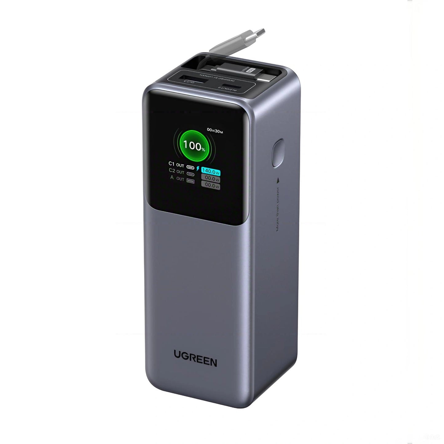UGREEN 20000mAh 165W Nexode Smart Display Power Bank with Retractable Cable ( CCC version) – PB726 – 95670B