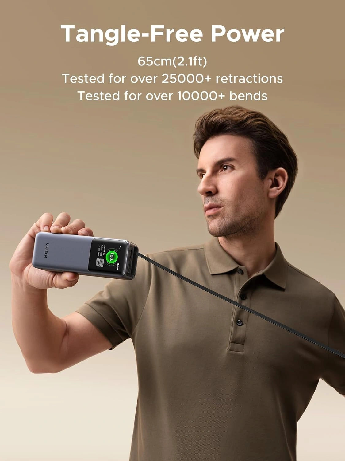 UGREEN 20000mAh 165W Nexode Smart Display Power Bank with Retractable Cable ( CCC version) – PB726 – 95670B