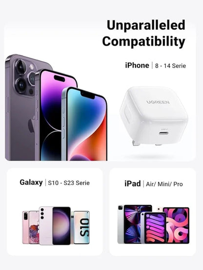 UGREEN 20W Type-C PD Fast Charger + MFI Certified Type-C to Lightning 1m Cable set