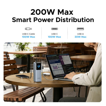 GREEN 25000mAh – 200W Nexode Pro Power Bank with 35cm Braided Cable + 65cm Retractable Cable – PB728 – 75702B