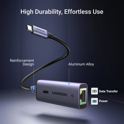 UGREEN 2.5G Type-C to RJ45 3.1 Gen Ethernet Aluminum Adapter – CM648 – 25052